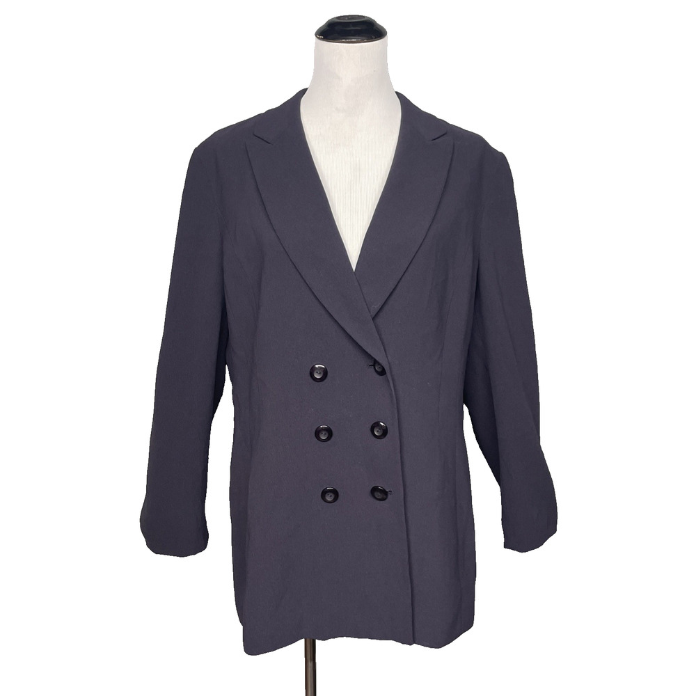 Tahari Arthur S Levine Womens Blazer Size 16 Navy Double Breasted Jacket Career